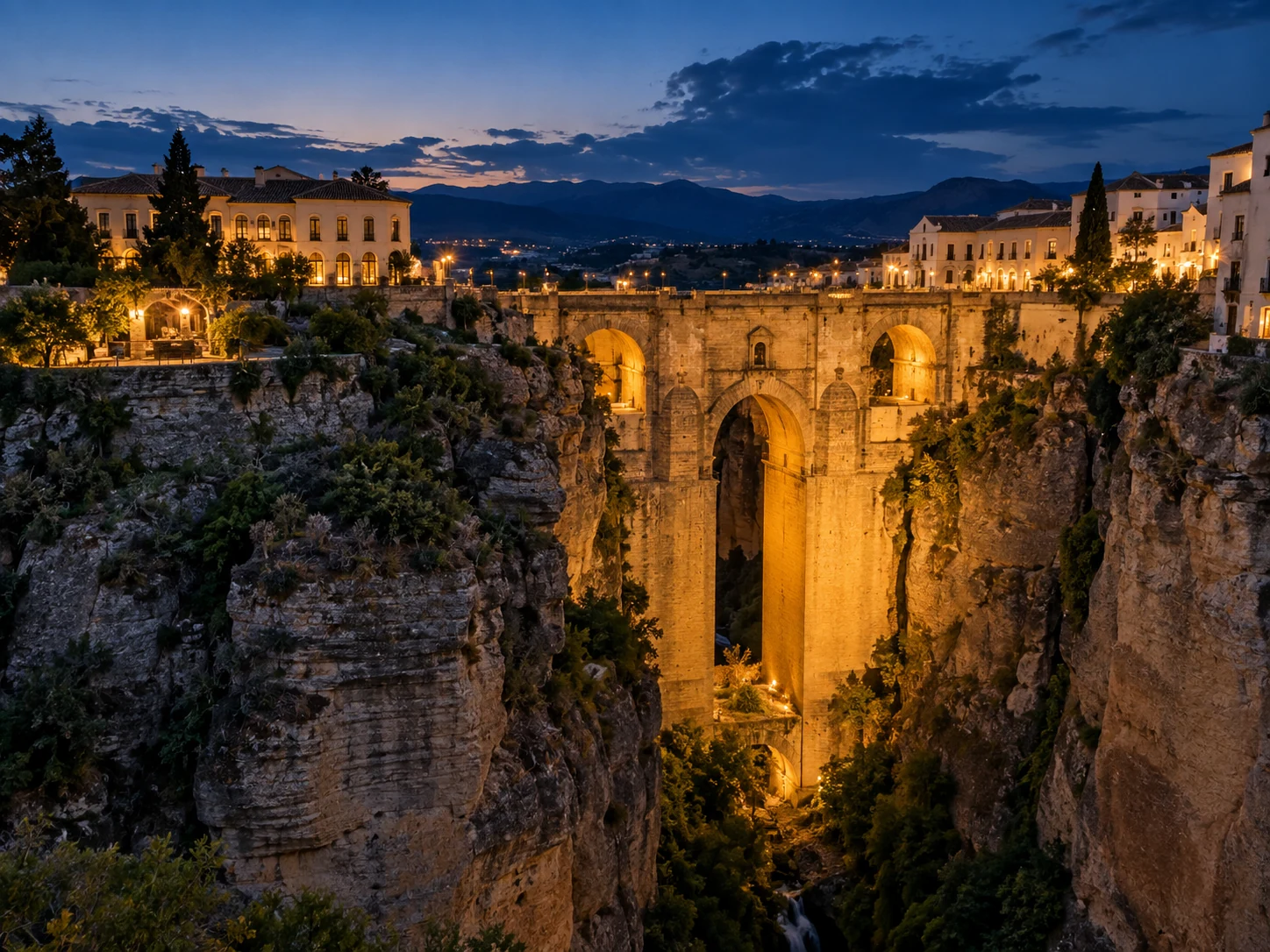 Twilight view of Puente Nuevo in Ronda